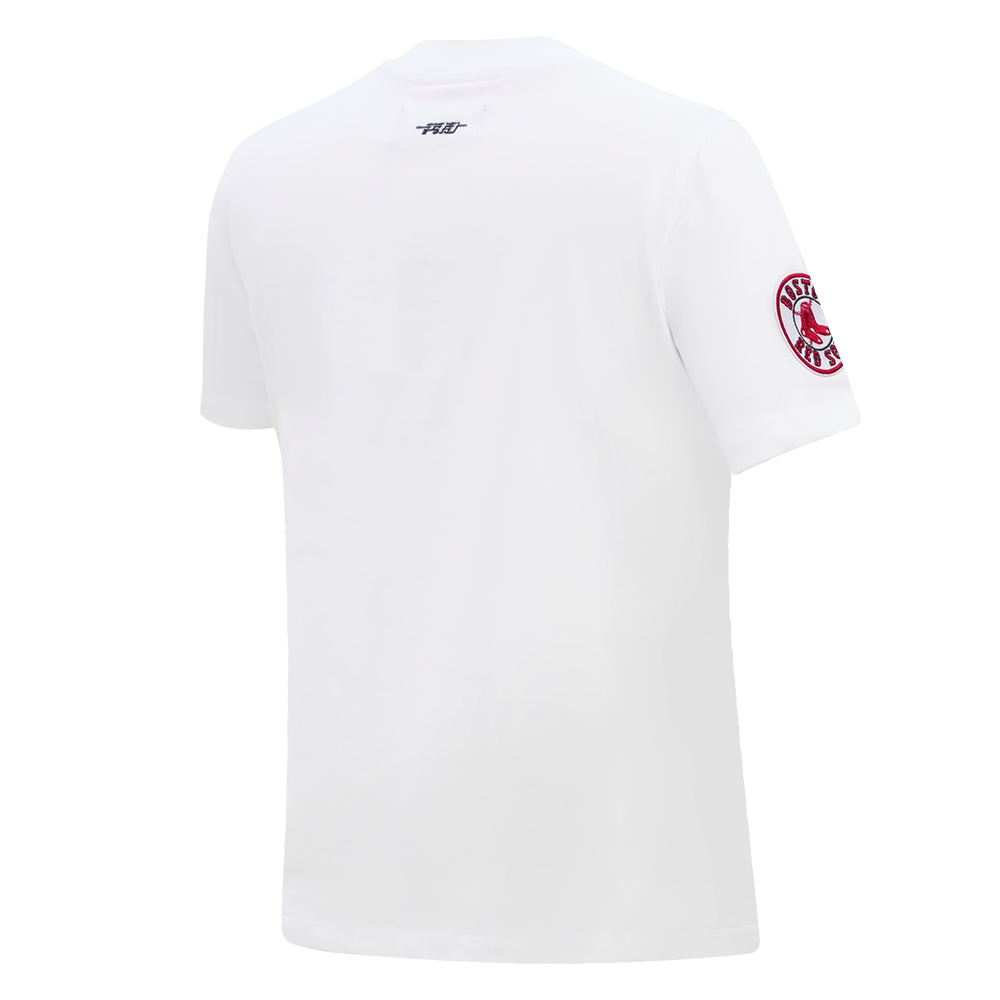MLB BOSTON RED SOX CLASSIC SHORT SLEEVE WOMEN'S SINGLE JERSEY SLIM FIT TOP (WHITE)