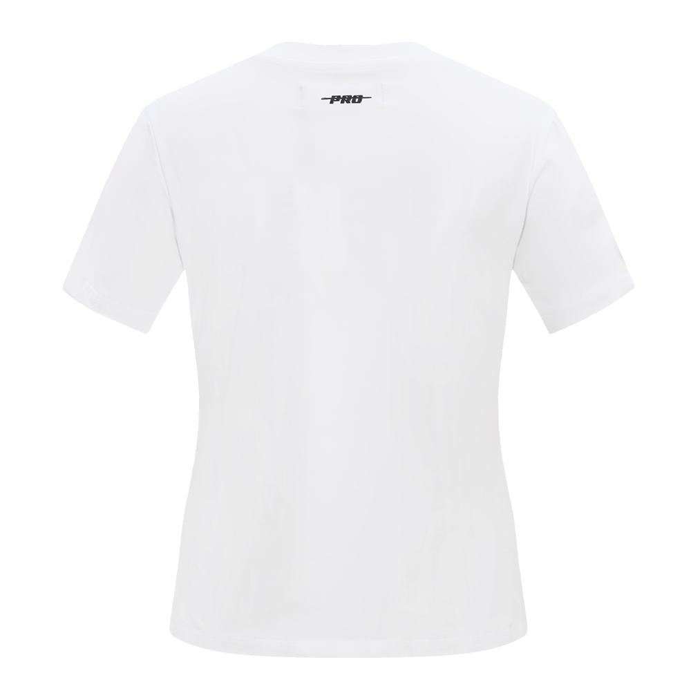 MLB BOSTON RED SOX CLASSIC SHORT SLEEVE WOMEN'S SINGLE JERSEY SLIM FIT TOP (WHITE)