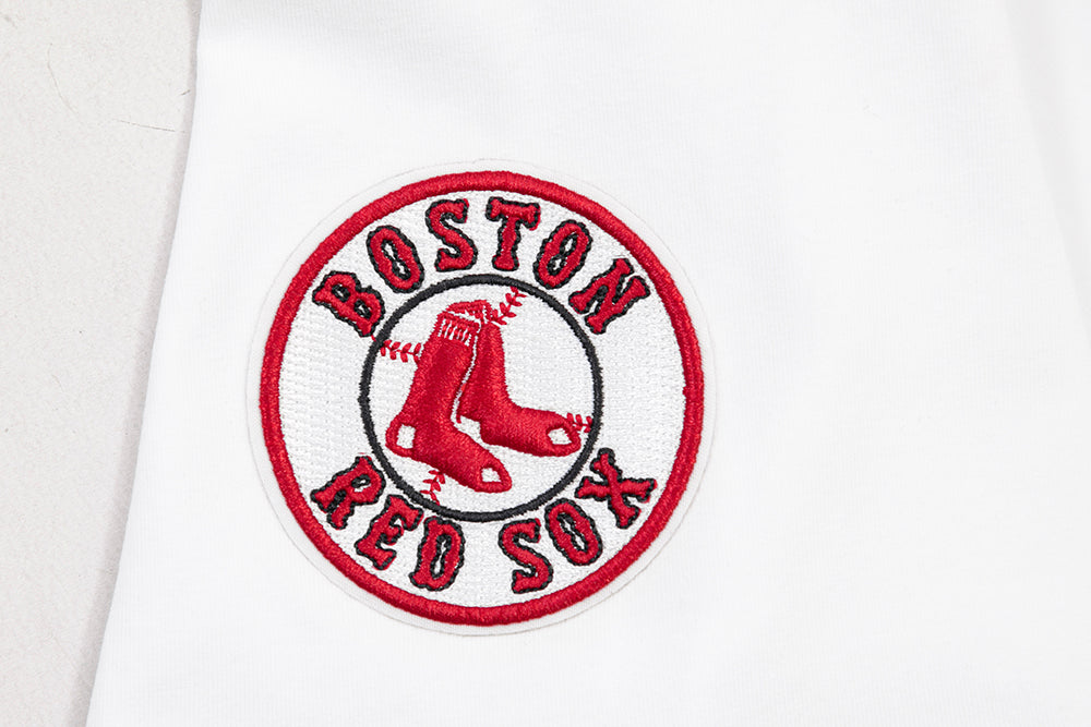 MLB BOSTON RED SOX CLASSIC SHORT SLEEVE WOMEN'S SINGLE JERSEY SLIM FIT TOP (WHITE)