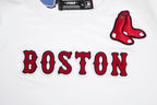 MLB BOSTON RED SOX CLASSIC SHORT SLEEVE WOMEN'S SINGLE JERSEY SLIM FIT TOP (WHITE)