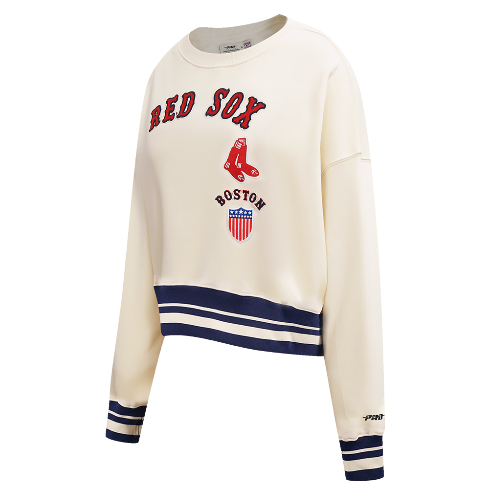MLB BOSTON RED SOX RETRO CLASSIC WOMEN'S RIB CREWNECK (EGGSHELL/ MIDNIGHT NAVY)