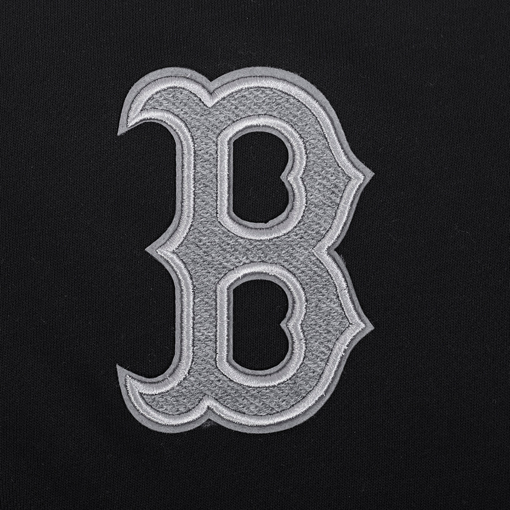 MLB BOSTON RED SOX REVERSE FRENCH TERRY WOMEN'S CROPPED FULL ZIP HOODIE (BLACK/GRAY/EGGSHELL)