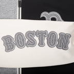 MLB BOSTON RED SOX REVERSE FRENCH TERRY WOMEN'S CROPPED FULL ZIP HOODIE (BLACK/GRAY/EGGSHELL)