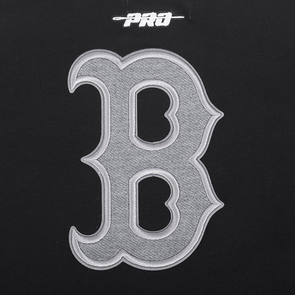 MLB BOSTON RED SOX REVERSE FRENCH TERRY WOMEN'S CROPPED FULL ZIP HOODIE (BLACK/GRAY/EGGSHELL)