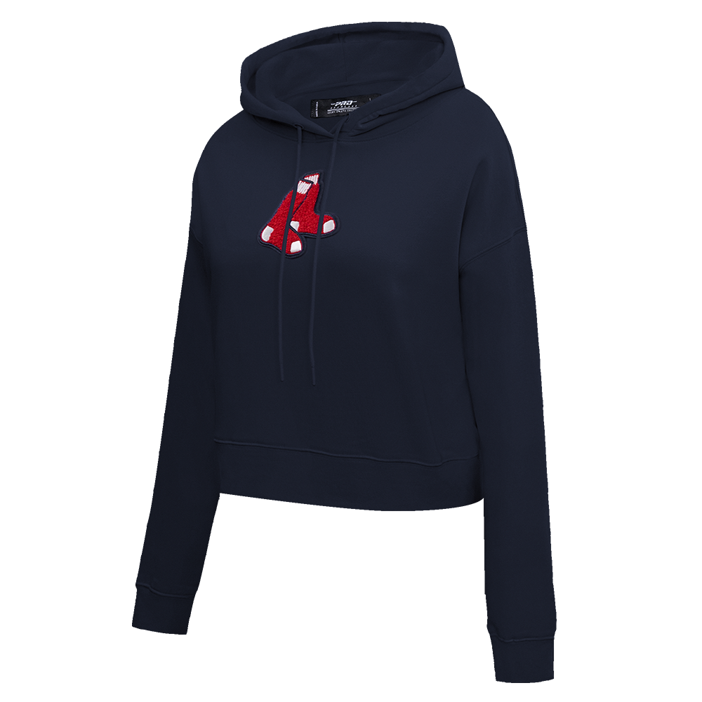MLB BOSTON RED SOX CLASSIC WOMEN'S CROPPED PULLOVER HOODIE (MIDNIGHT NAVY)