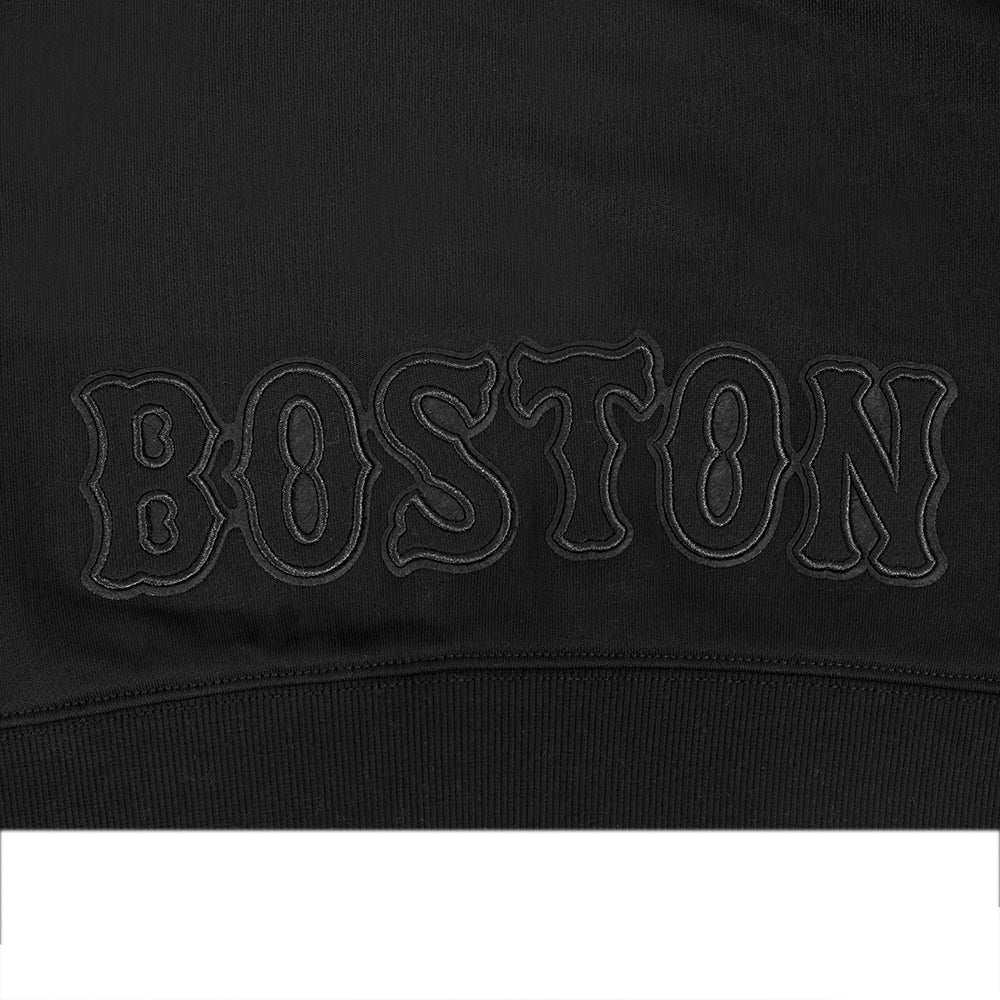 MLB BOSTON RED SOX NEUTRAL WOMEN'S CROPPED PULLOVER HOODIE (BLACK)