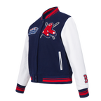 MLB BOSTON RED SOX MASH UP WOMEN'S RIB WOOL VARSITY JACKET (MIDNIGHT NAVY/RED/MIDNIGHT NAVY)