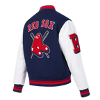 MLB BOSTON RED SOX MASH UP WOMEN'S RIB WOOL VARSITY JACKET (MIDNIGHT NAVY/RED/MIDNIGHT NAVY)