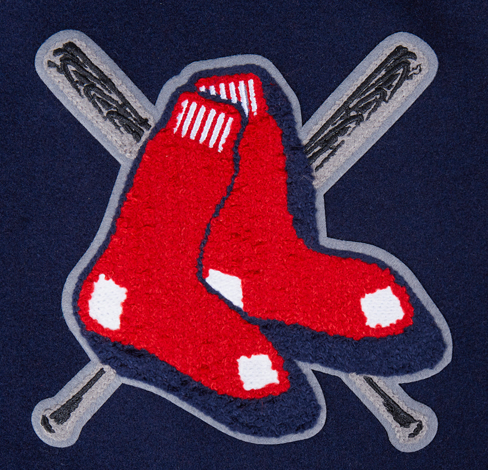 MLB BOSTON RED SOX MASH UP WOMEN'S RIB WOOL VARSITY JACKET (MIDNIGHT NAVY/RED/MIDNIGHT NAVY)
