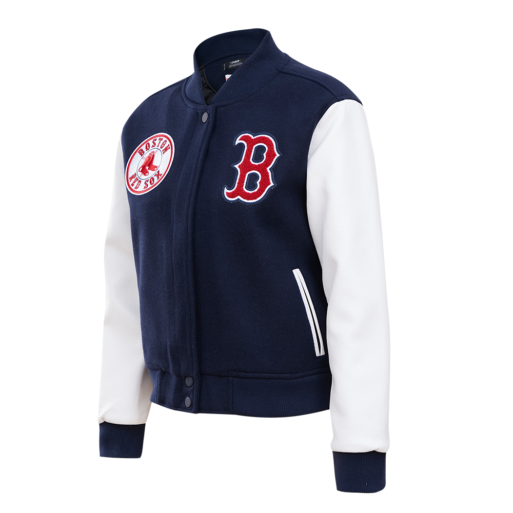 MLB BOSTON RED SOX WOOL WOMEN'S VARSITY JACKET (MIDNIGHT NAVY/WHITE)