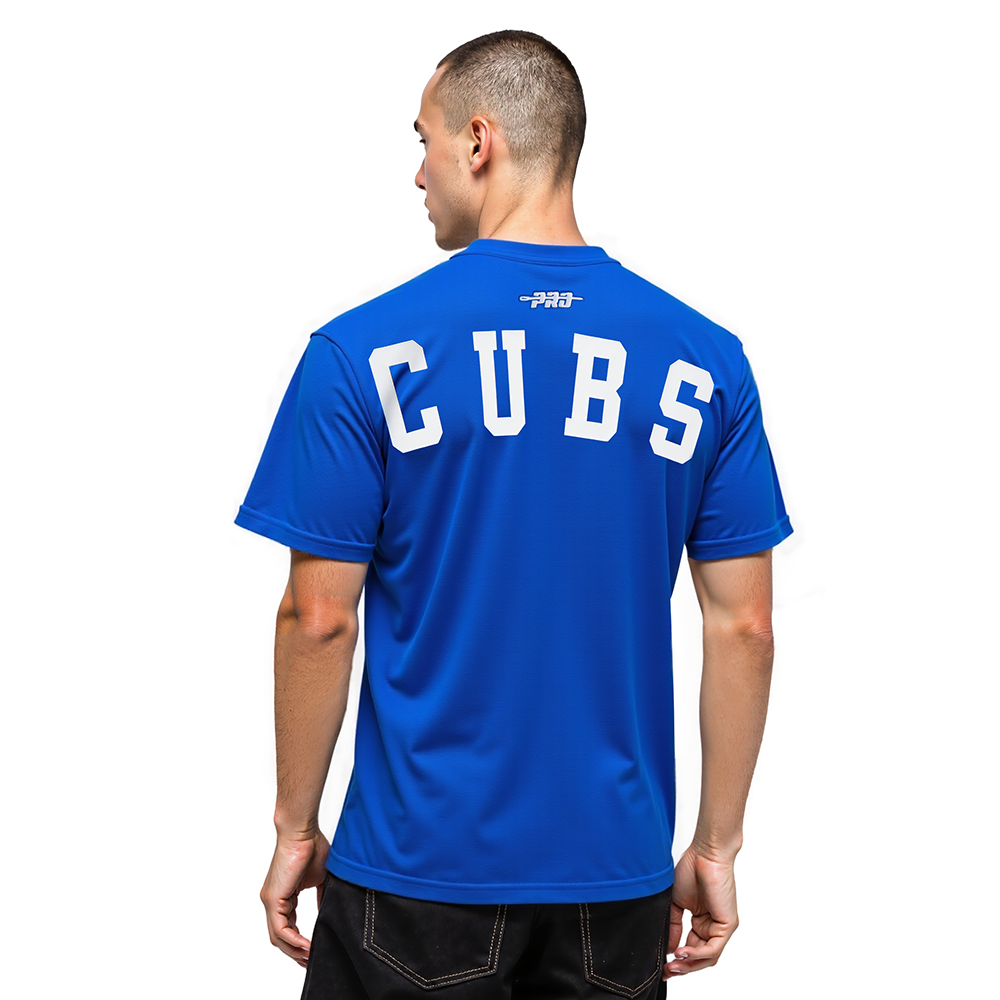 MLB CHICAGO CUBS WINGSPAN HAUT EN JERSEY DE COTON À ÉPAULES TOMBANTES V2 POUR HOMME (BLEU ROYAL)