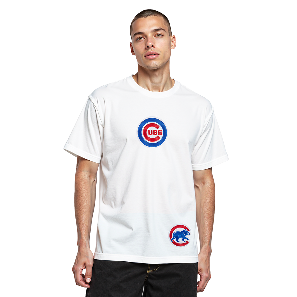 MLB CHICAGO CUBS WINGSPAN HAUT EN JERSEY DE COTON À ÉPAULES TOMBANTES V2 POUR HOMME (BLANC)