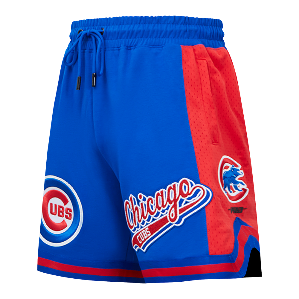 MLB CHICAGO CUBS SCRIPT TAIL SHORT EN MAILLE DOUBLE 2.0 POUR HOMME (BLEU ROYAL/ROUGE)