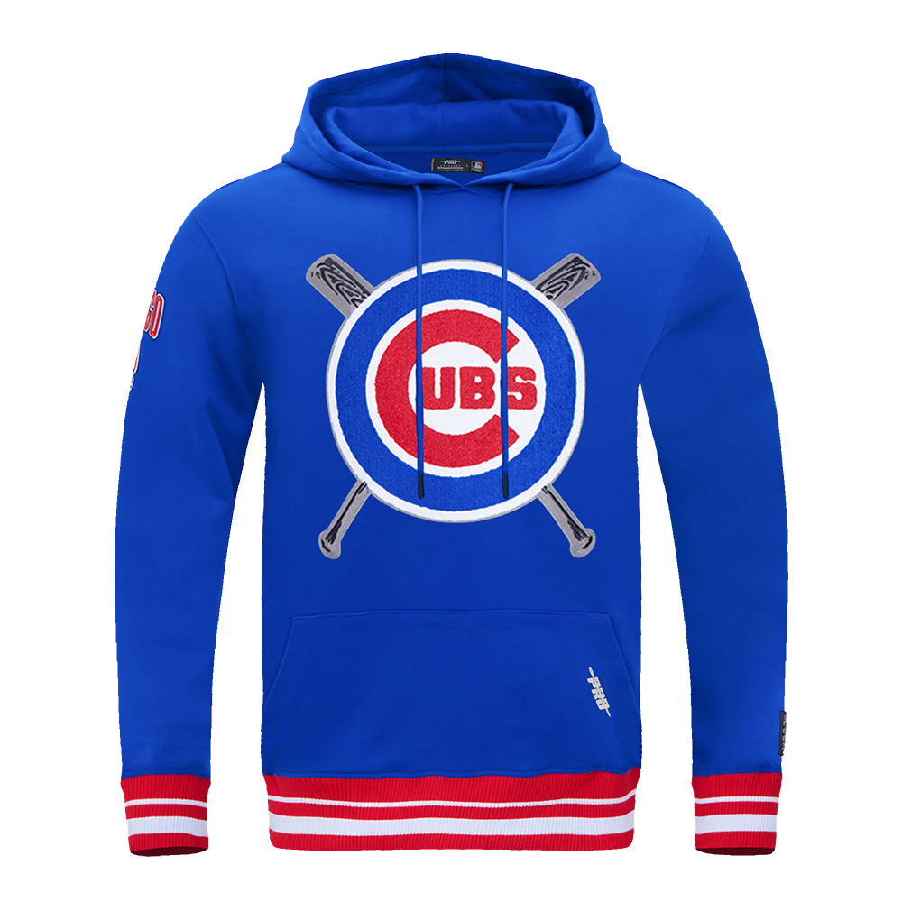 MLB CHICAGO CUBS MASH UP MEN'S RIB FLC PO HOODIE (ROYAL BLUE/RED)
