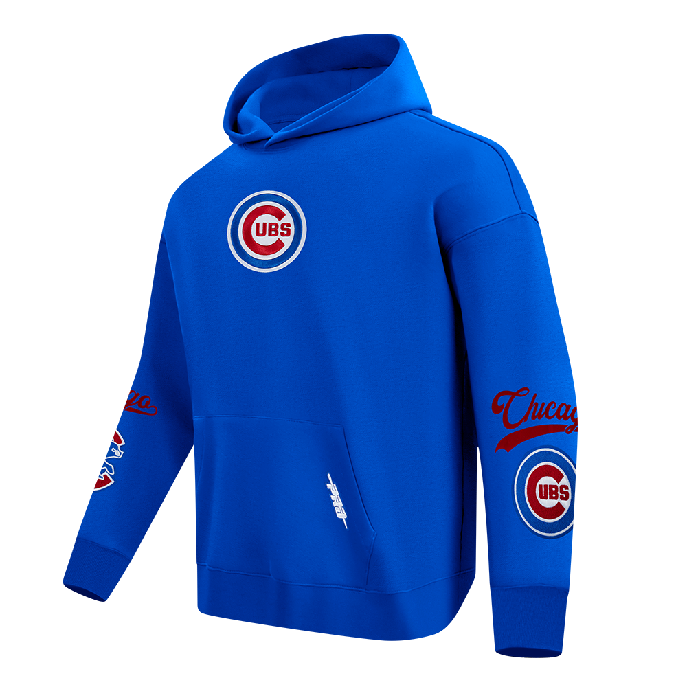 MLB CHICAGO CUBS LIVING LARGE CHANDAIL À CAPUCHON EN MOLLETON À ÉPAULES TOMBANTES POUR HOMME (BLEU ROYAL)