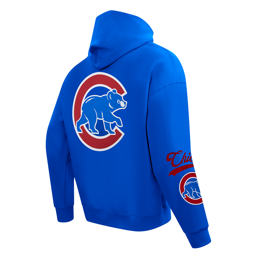MLB CHICAGO CUBS LIVING LARGE CHANDAIL À CAPUCHON EN MOLLETON À ÉPAULES TOMBANTES POUR HOMME (BLEU ROYAL)