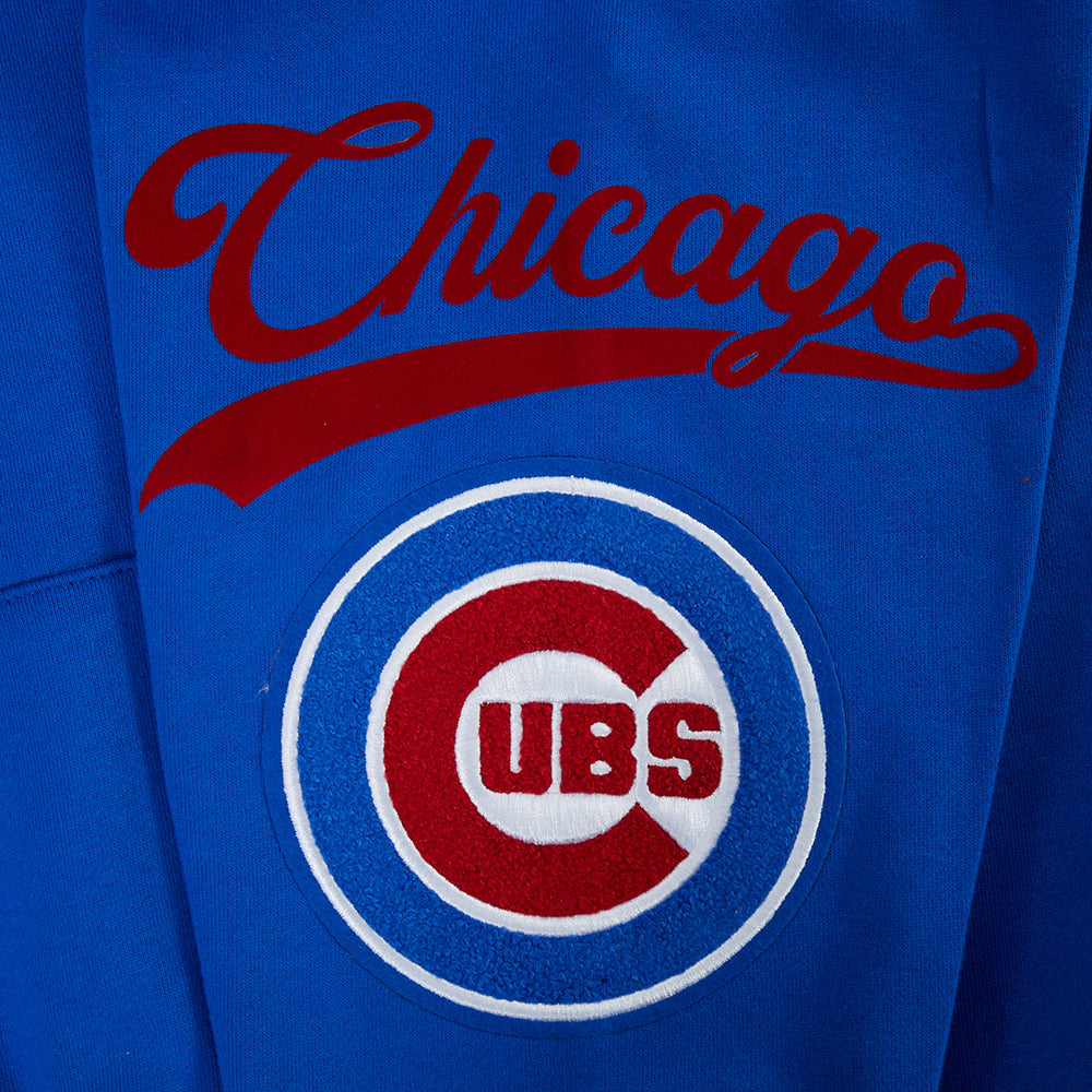 MLB CHICAGO CUBS LIVING LARGE CHANDAIL À CAPUCHON EN MOLLETON À ÉPAULES TOMBANTES POUR HOMME (BLEU ROYAL)
