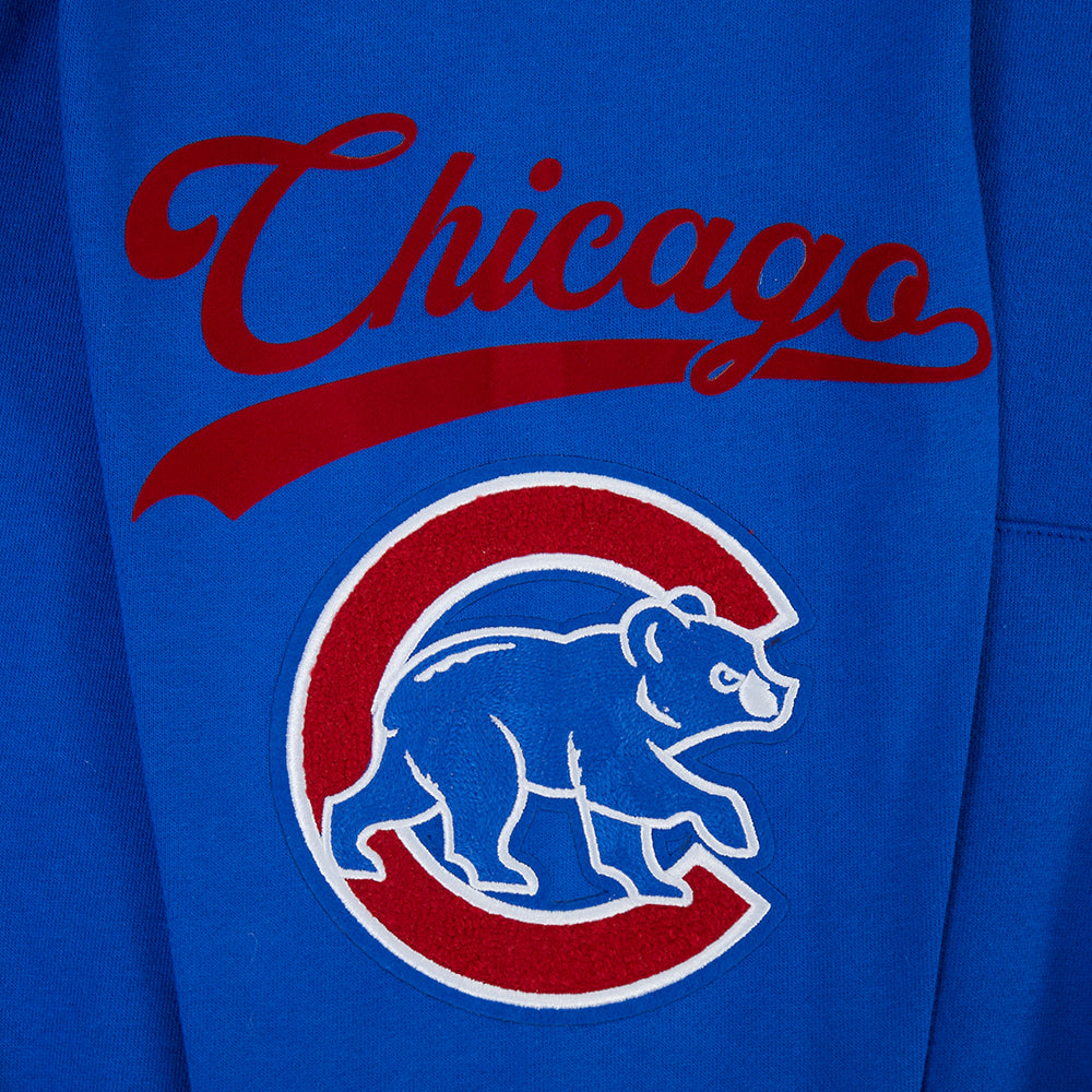 MLB CHICAGO CUBS LIVING LARGE CHANDAIL À CAPUCHON EN MOLLETON À ÉPAULES TOMBANTES POUR HOMME (BLEU ROYAL)