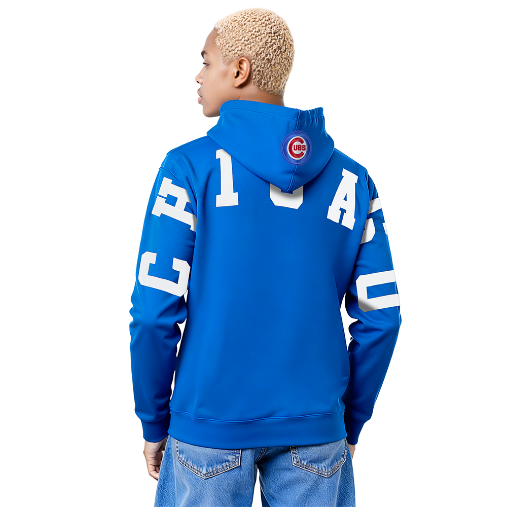 MLB CHICAGO CUBS WINGSPAN CHANDAIL À CAPUCHON EN MOLLETON À ÉPAULES TOMBANTES V2 POUR HOMME (BLEU ROYAL)