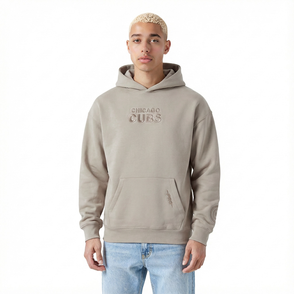 MLB CHICAGO CUBS WINGSPAN CHANDAIL À CAPUCHON EN MOLLETON À ÉPAULES TOMBANTES V2 POUR HOMME (TAUPE)