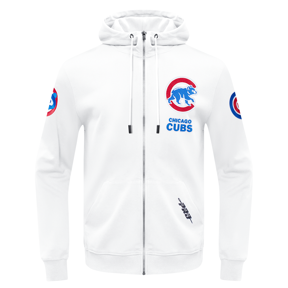 MLB CHICAGO CUBS CLASSIC CHENILLE MEN'S FULL ZIP HOODIE (WHITE)