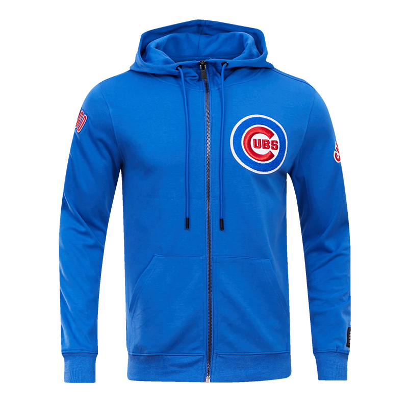 MLB CHICAGO CUBS CLASSIC CHENILLE MEN'S FULL ZIP PULLOVER HOODIE (ROYAL BLUE)