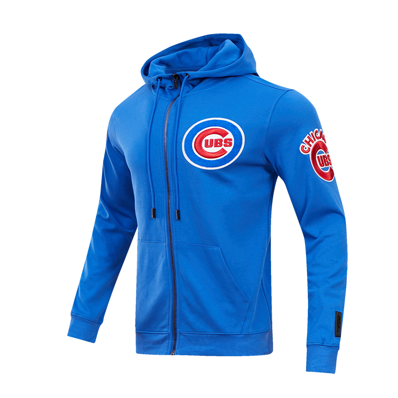 MLB CHICAGO CUBS CLASSIC CHENILLE MEN'S FULL ZIP PULLOVER HOODIE (ROYAL BLUE)