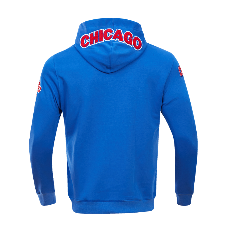 MLB CHICAGO CUBS CLASSIC CHENILLE MEN'S FULL ZIP PULLOVER HOODIE (ROYAL BLUE)