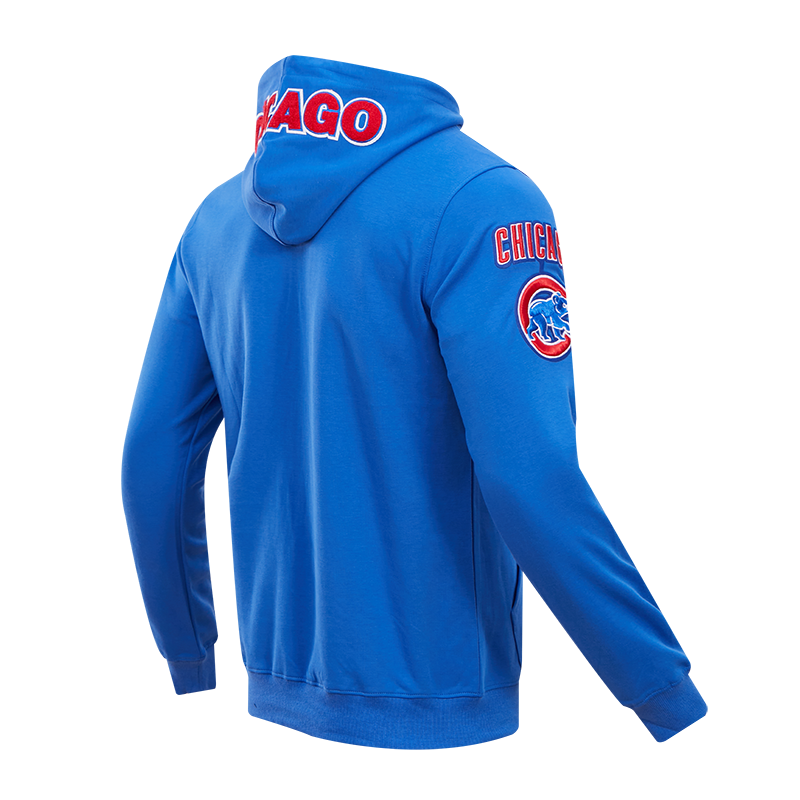 MLB CHICAGO CUBS CLASSIC CHENILLE MEN'S FULL ZIP PULLOVER HOODIE (ROYAL BLUE)