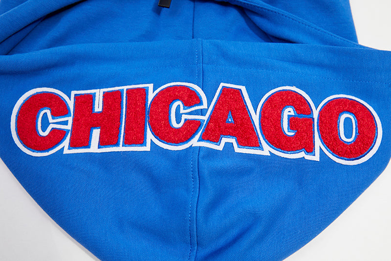MLB CHICAGO CUBS CLASSIC CHENILLE MEN'S FULL ZIP PULLOVER HOODIE (ROYAL BLUE)
