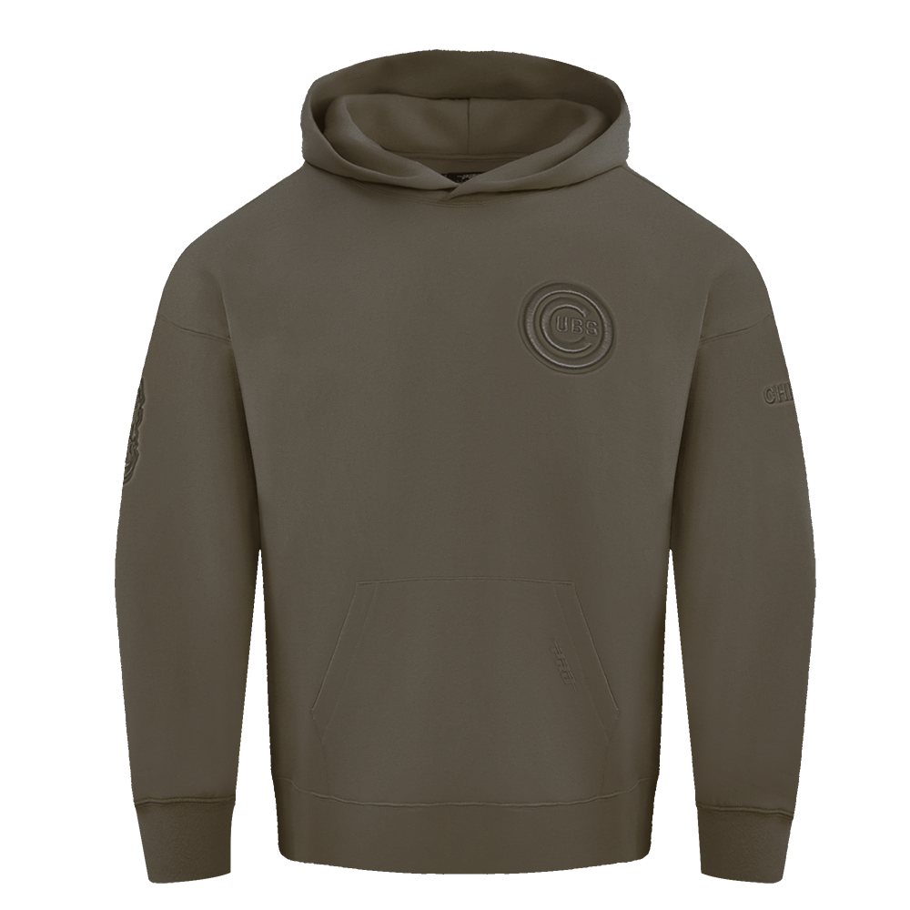 MLB CHICAGO CUBS NEUTRAL CHANDAIL À CAPUCHON EN MOLLETON À ÉPAULES TOMBANTES POUR HOMME (TAUPE FONCÉ)