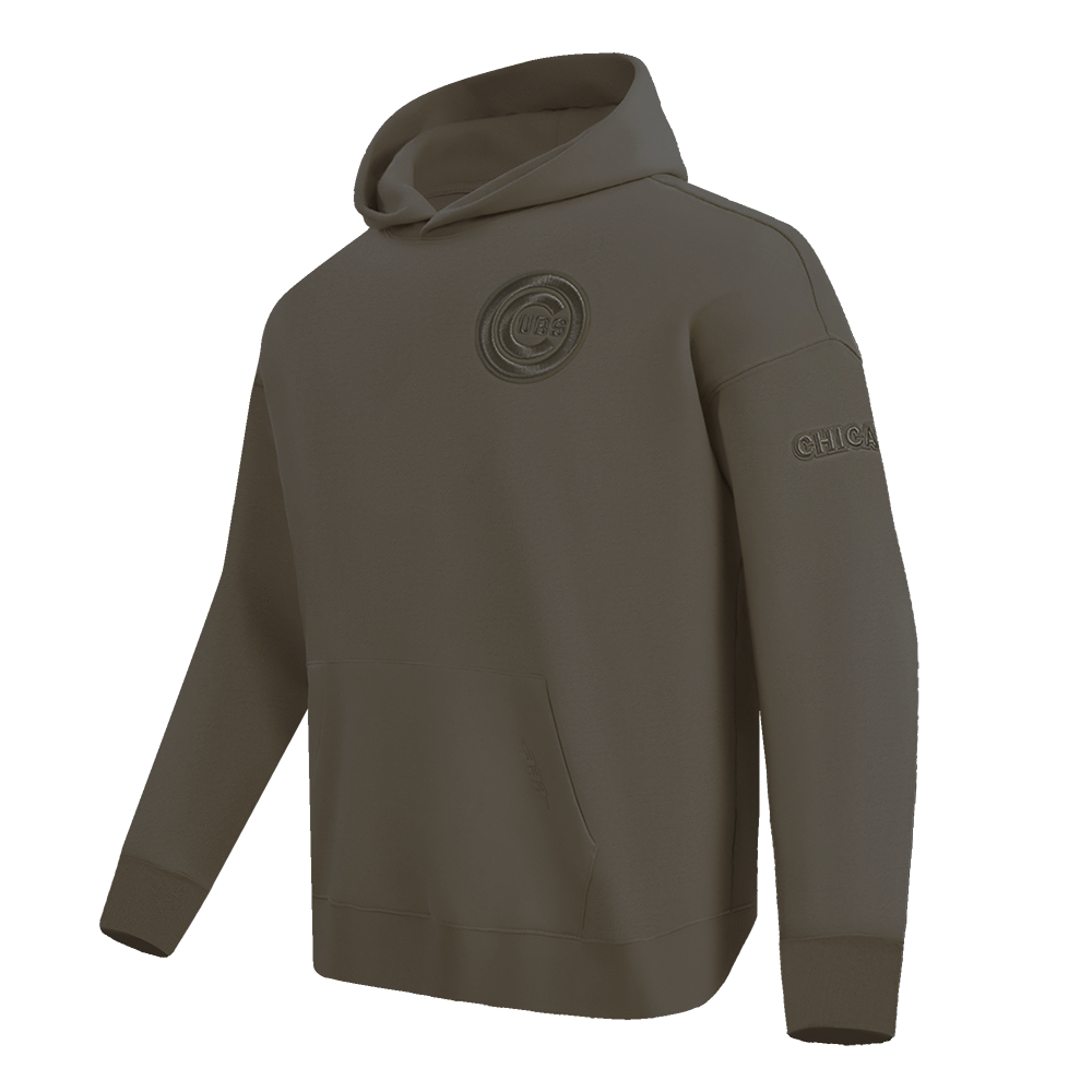 MLB CHICAGO CUBS NEUTRAL CHANDAIL À CAPUCHON EN MOLLETON À ÉPAULES TOMBANTES POUR HOMME (TAUPE FONCÉ)