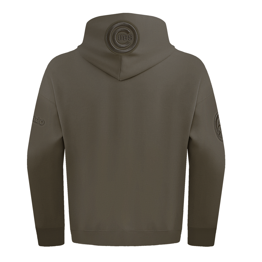 MLB CHICAGO CUBS NEUTRAL CHANDAIL À CAPUCHON EN MOLLETON À ÉPAULES TOMBANTES POUR HOMME (TAUPE FONCÉ)