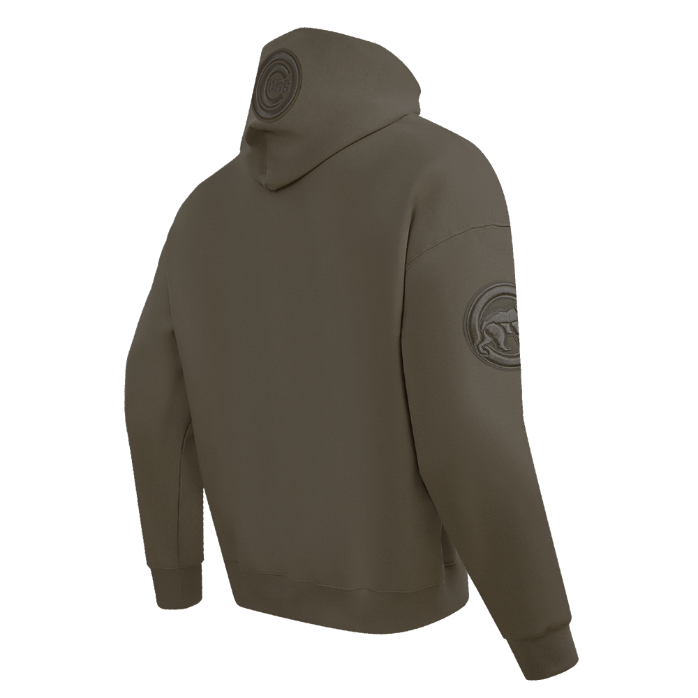 MLB CHICAGO CUBS NEUTRAL CHANDAIL À CAPUCHON EN MOLLETON À ÉPAULES TOMBANTES POUR HOMME (TAUPE FONCÉ)