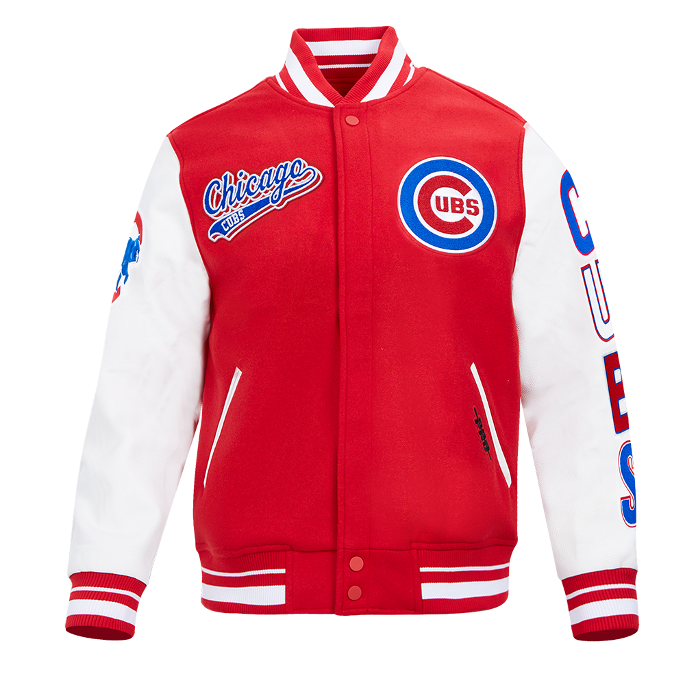 MLB CHICAGO CUBS SCRIPT TAIL BLOUSON COLLÉGIAL POUR HOMME (ROUGE/BLANC)