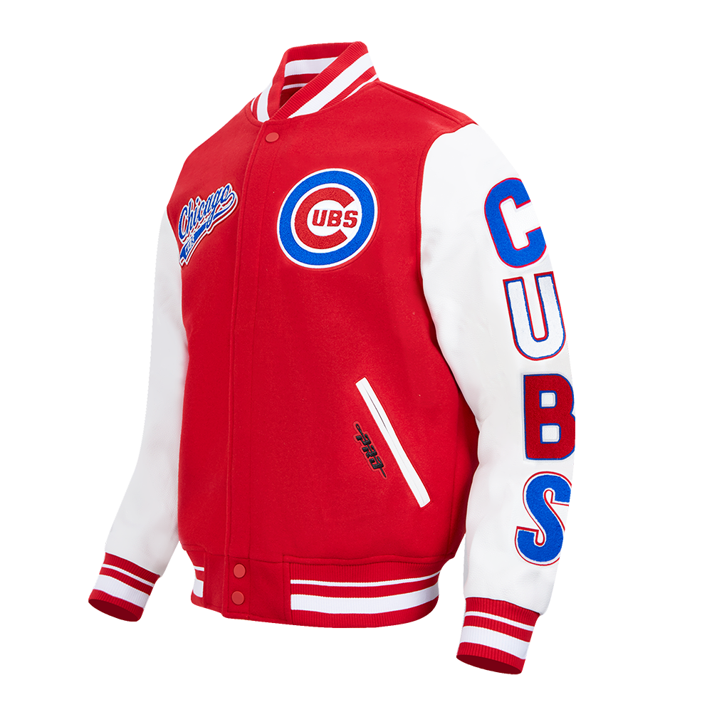 MLB CHICAGO CUBS SCRIPT TAIL BLOUSON COLLÉGIAL POUR HOMME (ROUGE/BLANC)
