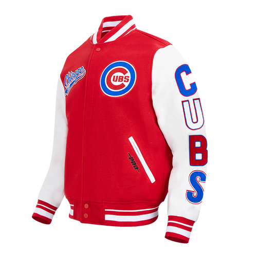 MLB CHICAGO CUBS SCRIPT TAIL MEN'S VARSITY JACKET (RED/WHITE)