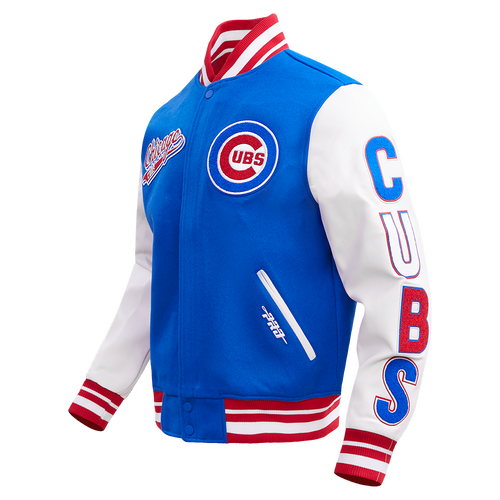 MLB CHICAGO CUBS SCRIPT TAIL MEN'S VARSITY JACKET (ROYAL BLUE/RED)