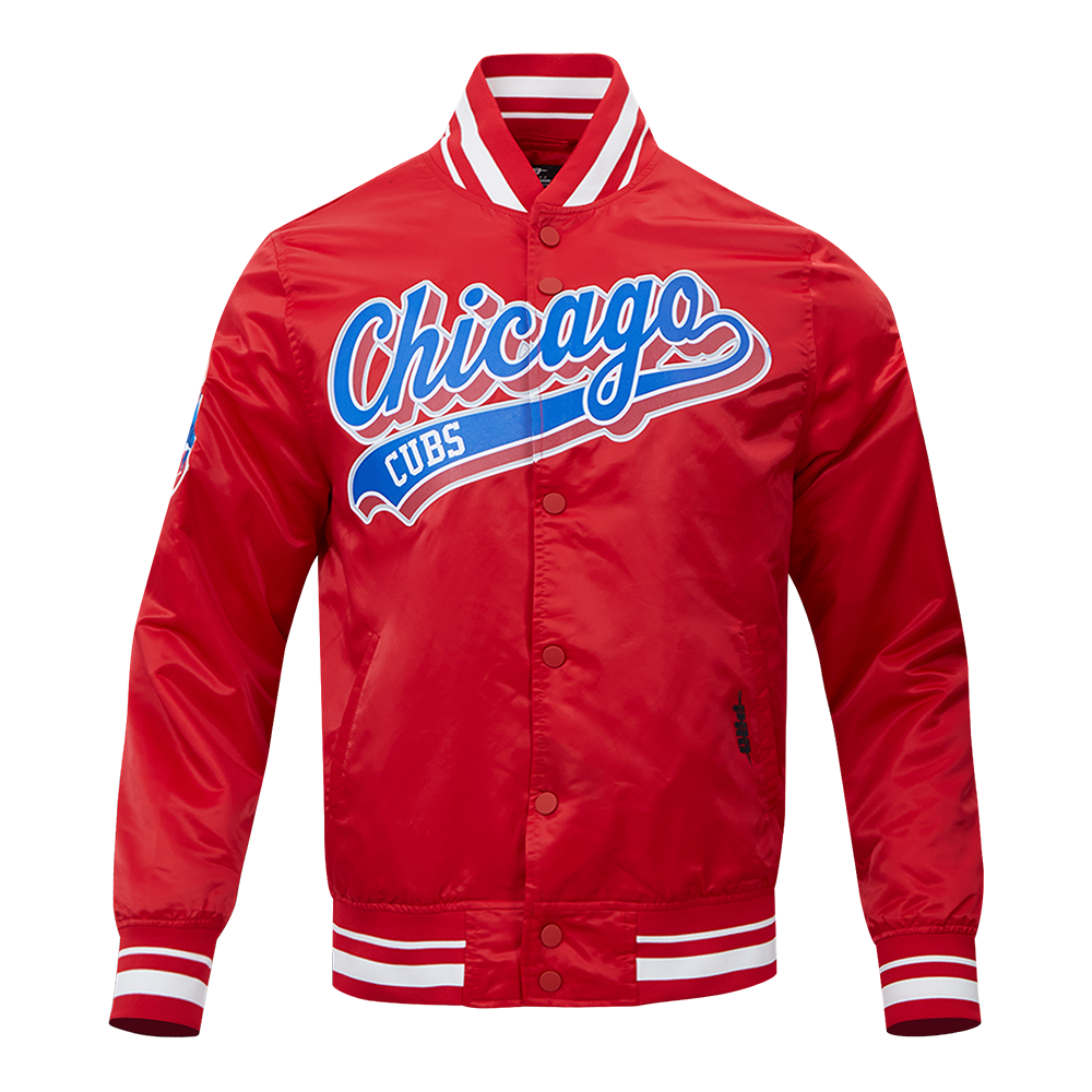 MLB CHICAGO CUBS SCRIPT TAIL MEN'S SATIN JACKET (RED)