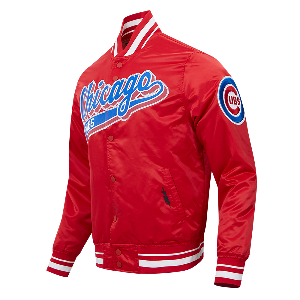 MLB CHICAGO CUBS SCRIPT TAIL MEN'S SATIN JACKET (RED)