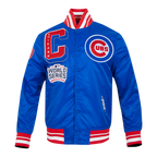 MLB CHICAGO CUBS MASH UP MEN'S RIB SATIN JACKET (ROYAL BLUE/RED)
