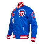 MLB CHICAGO CUBS MASH UP MEN'S RIB SATIN JACKET (ROYAL BLUE/RED)