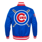 MLB CHICAGO CUBS MASH UP MEN'S RIB SATIN JACKET (ROYAL BLUE/RED)