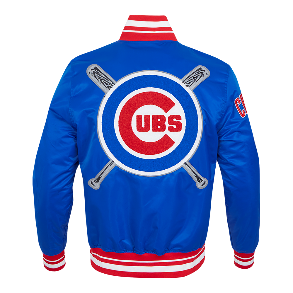 MLB CHICAGO CUBS MASH UP MEN'S RIB SATIN JACKET (ROYAL BLUE/RED)