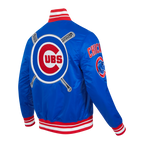 MLB CHICAGO CUBS MASH UP MEN'S RIB SATIN JACKET (ROYAL BLUE/RED)