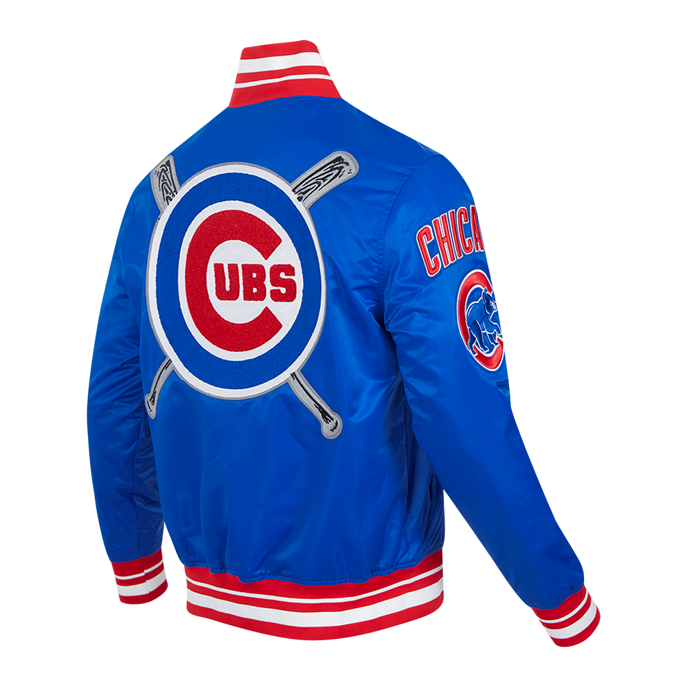 MLB CHICAGO CUBS MASH UP MEN'S RIB SATIN JACKET (ROYAL BLUE/RED)