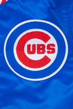 MLB CHICAGO CUBS MASH UP MEN'S RIB SATIN JACKET (ROYAL BLUE/RED)
