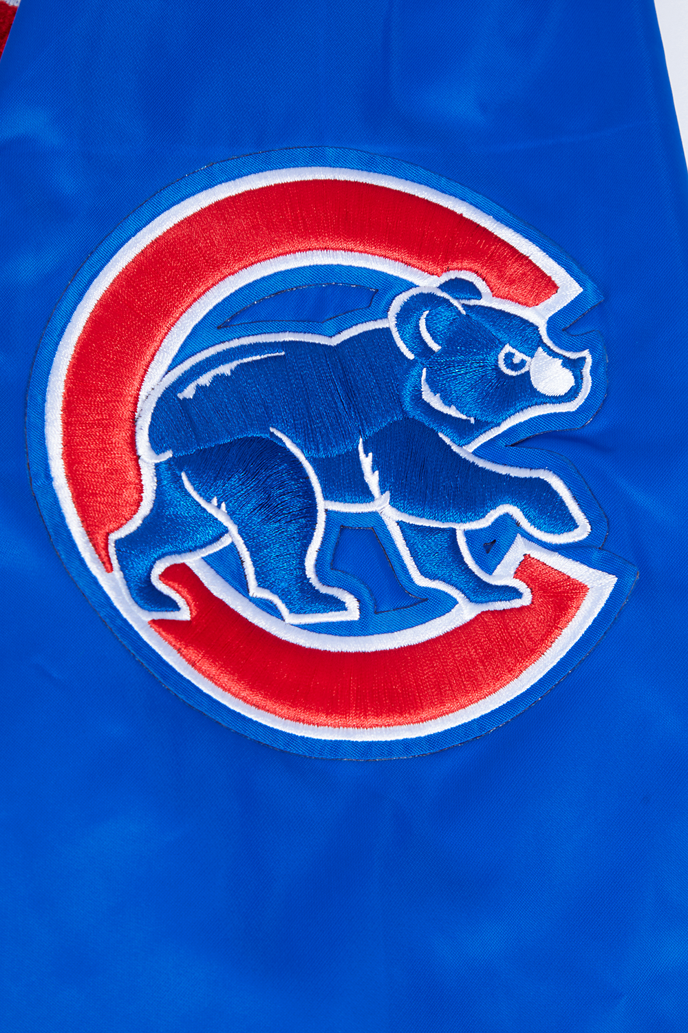 MLB CHICAGO CUBS MASH UP MEN'S RIB SATIN JACKET (ROYAL BLUE/RED)