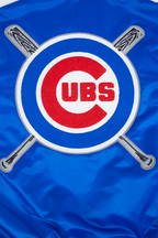 MLB CHICAGO CUBS MASH UP MEN'S RIB SATIN JACKET (ROYAL BLUE/RED)