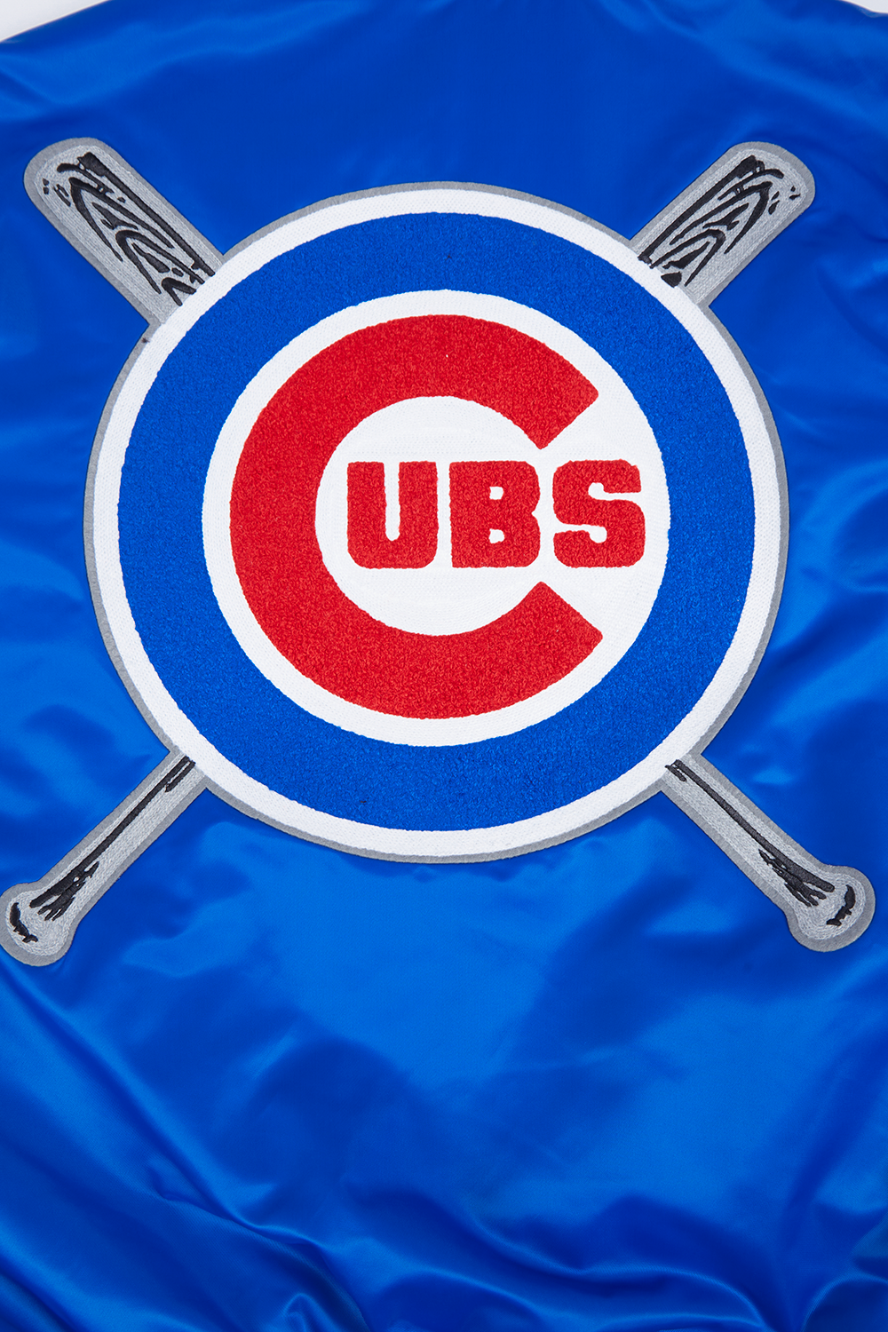 MLB CHICAGO CUBS MASH UP MEN'S RIB SATIN JACKET (ROYAL BLUE/RED)